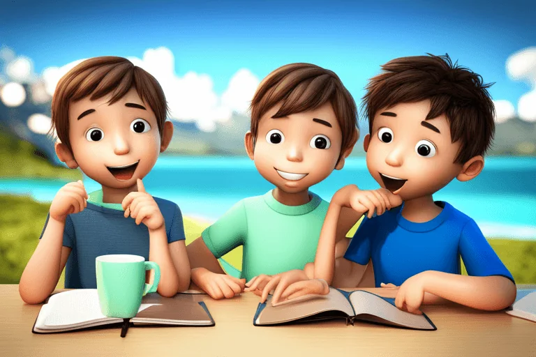enfants en train de rattraper leurs lacunes scolaires pendant les vacances