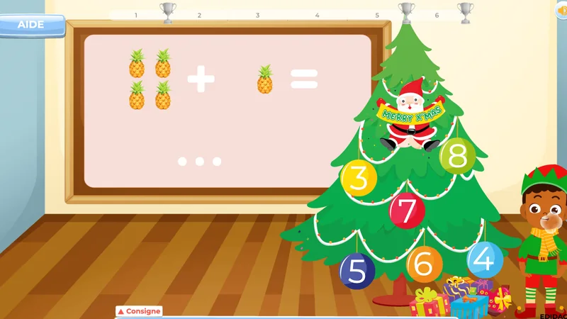 enfant de 6 ans qui fait un exercice de calcul de maths en ligne