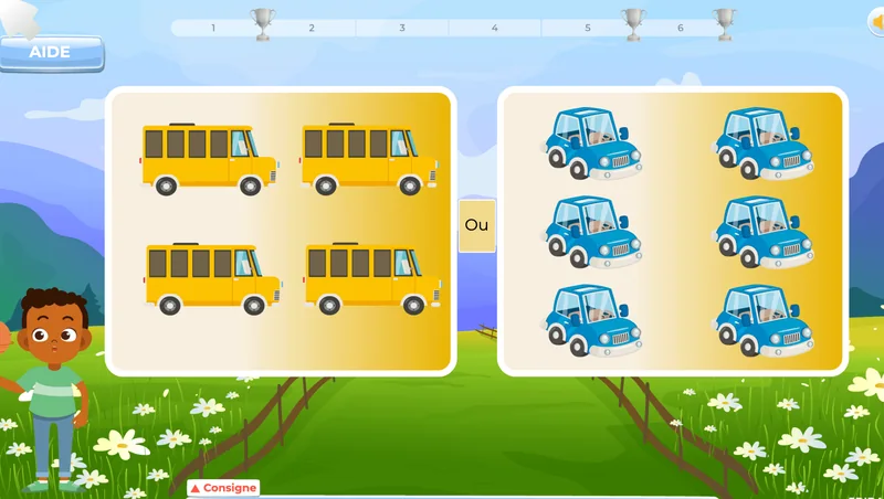 jeu éducatif interactif pour reconnaître les chiffres et comparer enfant 4 ans