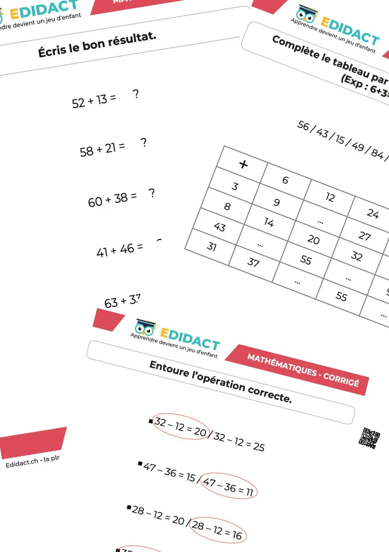 fiche de math 3e primaire à imprimer