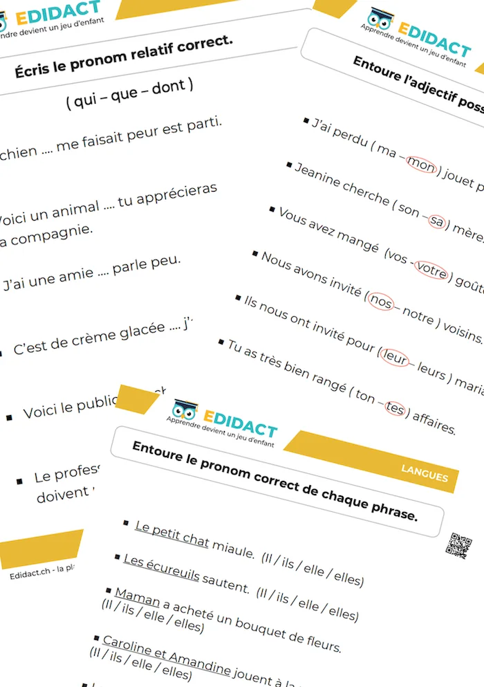 Fiche de grammaire française avec exercices corrigés PDF à imprimer