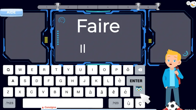 enfant apprenant la conjugaison avec un jeu interactif