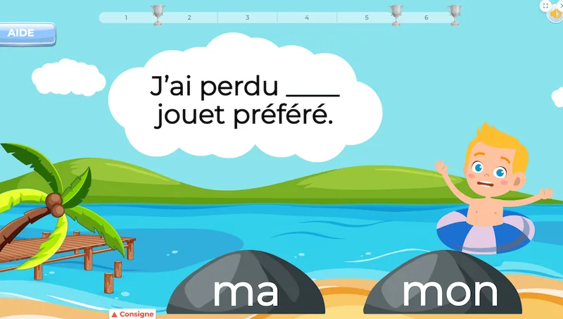 Exercice de grammaire avec correction immédiate